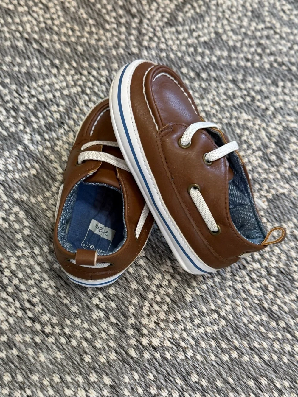 Carter's Baby Boy Brown Boat Shoes Soft Soled Crib Shoes Size 9-12 Months